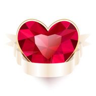 Red Gemstone Heart Shaped with Ribbon