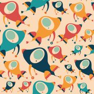 Seamless pattern with colorful retro rockets