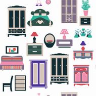 bedroom set furniture retro style background