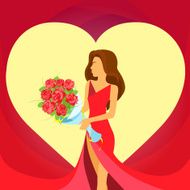 valentine day holiday woman heart shape Valentine&#039;s rose bouquet flowers
