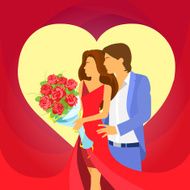 valentine day holiday couple heart shape Valentine&#039;s rose bouquet flowers