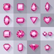 Set of flat style pink jewels