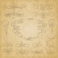 Vector set of calligraphic elements for design