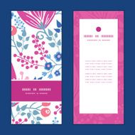 Vector pink flowers vertical frame pattern invitation greeting cards set N2