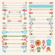Vintage hand drawn color design elements set 10 Vector illustration N2