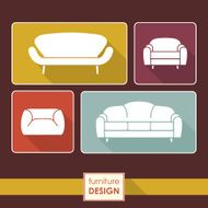 Vector Vintage armchair and sofa icons set