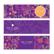 Vector colorful garden plants horizontal banners set pattern background