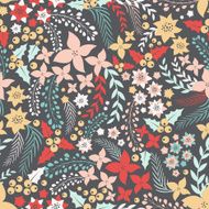 Flower seamless pattern with cute elements N3