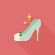 Wedding high-heeled shoes flat icon with long shadow eps10 N25