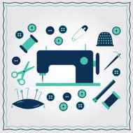Set of flat needlework icons