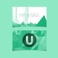 Low Poly Business Card Template with Alphabet Letter U