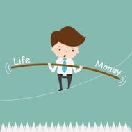 Business man balancing on the rope thorns N2