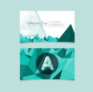 Low Poly Business Card Template with Alphabet Letter A