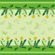 Yellow dandelions and green butterflies N2