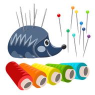 Vector sewing accessories isolated on white