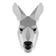 abstract monochrome kangaroo portrait of circles isolated on white background