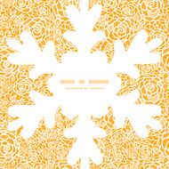 Vector golden lace roses Christmas snowflake silhouette pattern frame card