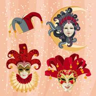 Set of carnival masks Mardi Gras Venice holiday