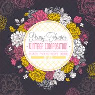 Peony Flower Vintage Composition N3