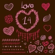 Vector large creative set of Valentines day N5