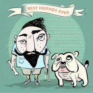 bearded grunge guy with bulldog N4