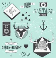 Vintage hipster hand drawn design elements set