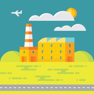 Industrial factory building - vector illustration in flat style