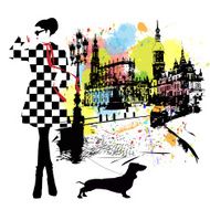 Fashion girl in sketch-style N198
