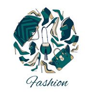 Fashion illustration with bags and shoes