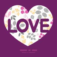 Vector abstract pink yellow and gray leaves love text frame N3