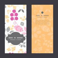Vector abstract pink yellow and gray leaves vertical frame pattern N3