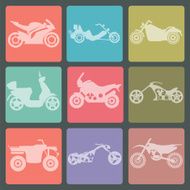 Set of nine motorbikes icons