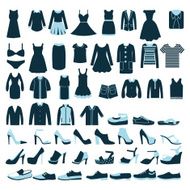 Clothes and shoes set of fashion elements - Illustration