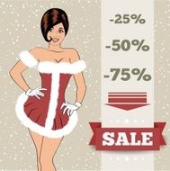 Chistmas sale background with sexy santa girl N2