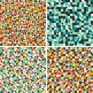 Set of seamless patterns with semicircles and triangles