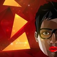 illustration with a black (african american) woman face in polygonal
