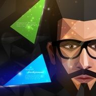 illustration with man face in polygonal style modern poster of N2