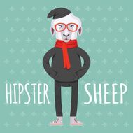 Cartooned Hipster Sheep Graphic Design