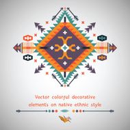 Vector colorful decorative element on native ethnic style N10