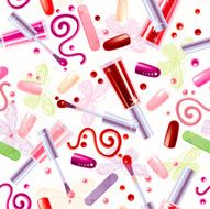 Various Cosmetics Pattern White background