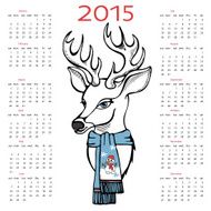 New year 2015 calendar with reindeer N2