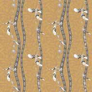 Ethnic feathers and beads vector background N6
