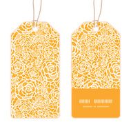 Vector golden lace roses vertical stripe frame pattern tags set N2