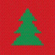 Christmas Knitted background with tree Vector