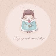 cat with flower roses
