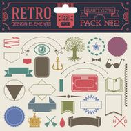 Retro design elements hipster style infographic color set 2