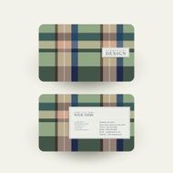 plaid design business card template in green N3