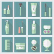 set of cosmetic icons in flat design