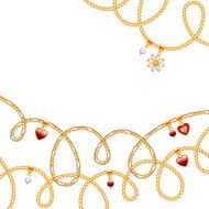 Different golden chains with red beads