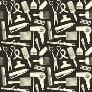 Scratched hair styling related seamless pattern on black background